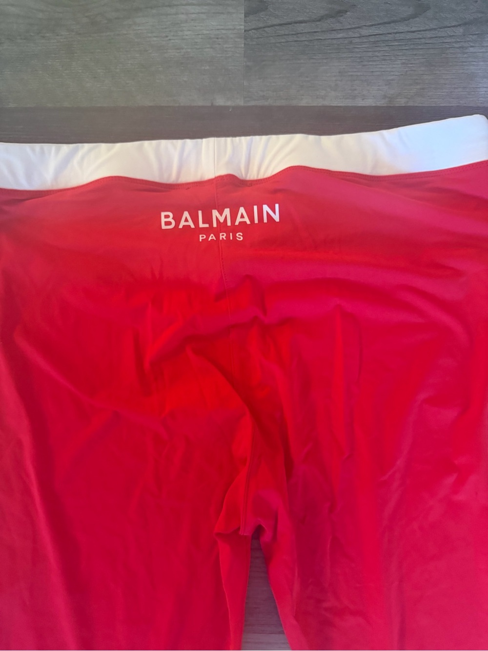 Balmain Red and White Leggings